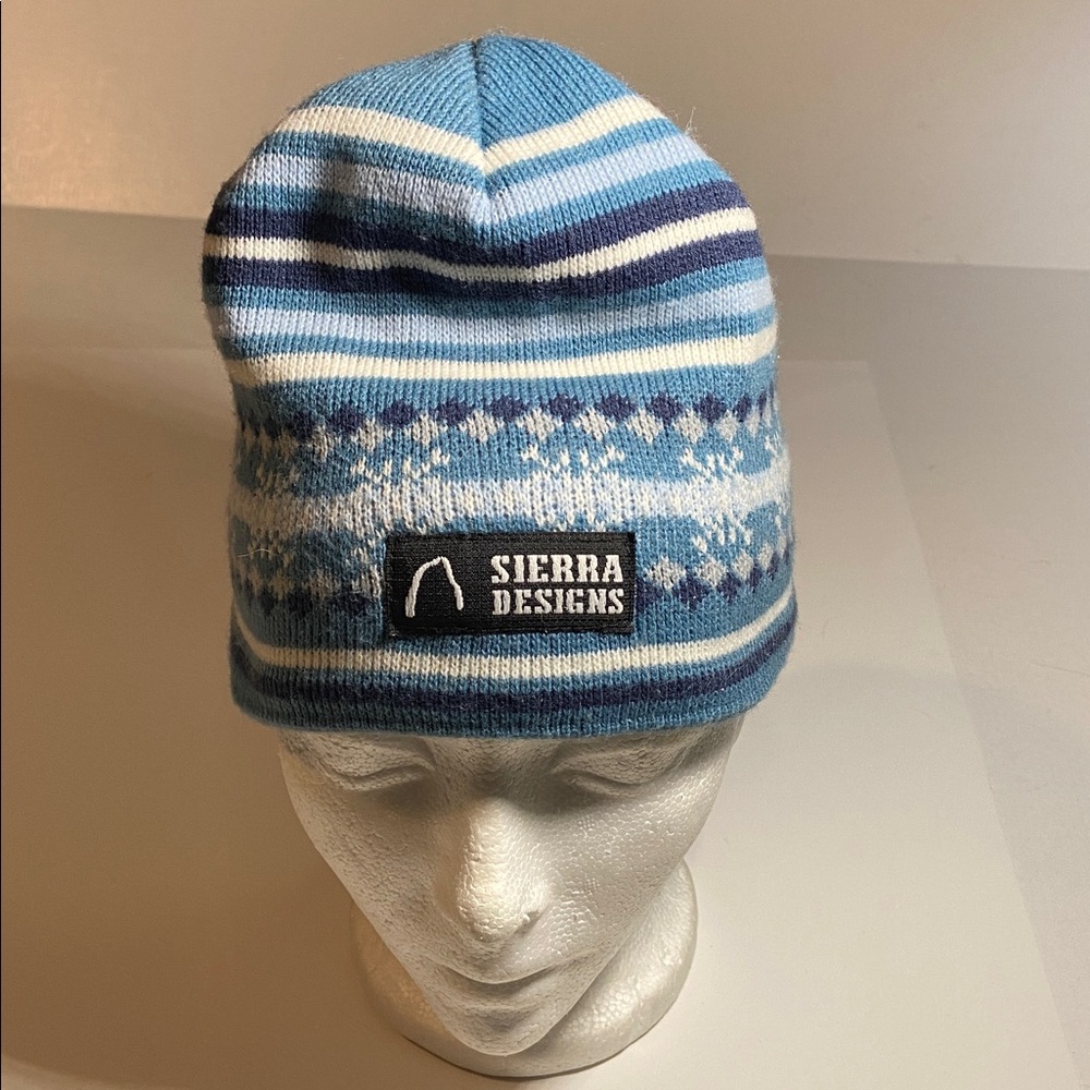 Sierra Designs Blue Striped Knitted Beanie